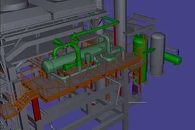 3D Modell einer FCC-Gasnachverarbeitungsanlage