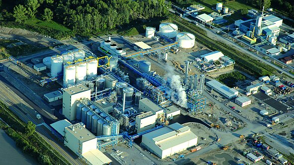 Bioethanolanlage in Vogelperspektive