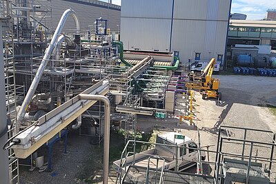 Außenansicht des Kühlsystems der Ammoniakanlage